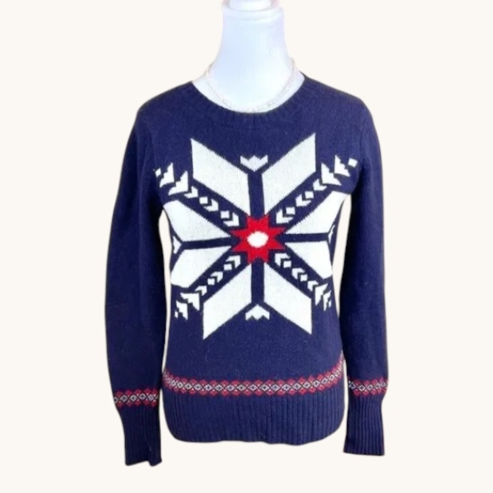 Cambridge Dry Goods Sweater Lambswool Snowflake Blue (S)